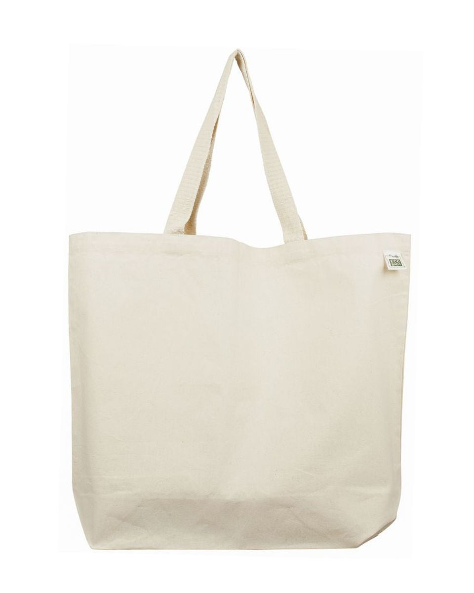 Beige natural tote bag on a white background