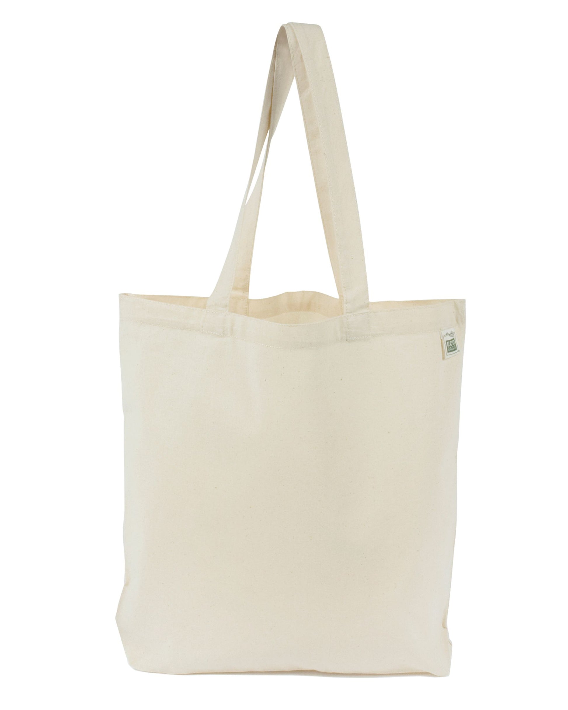Unbleached natural tote bag on a white background