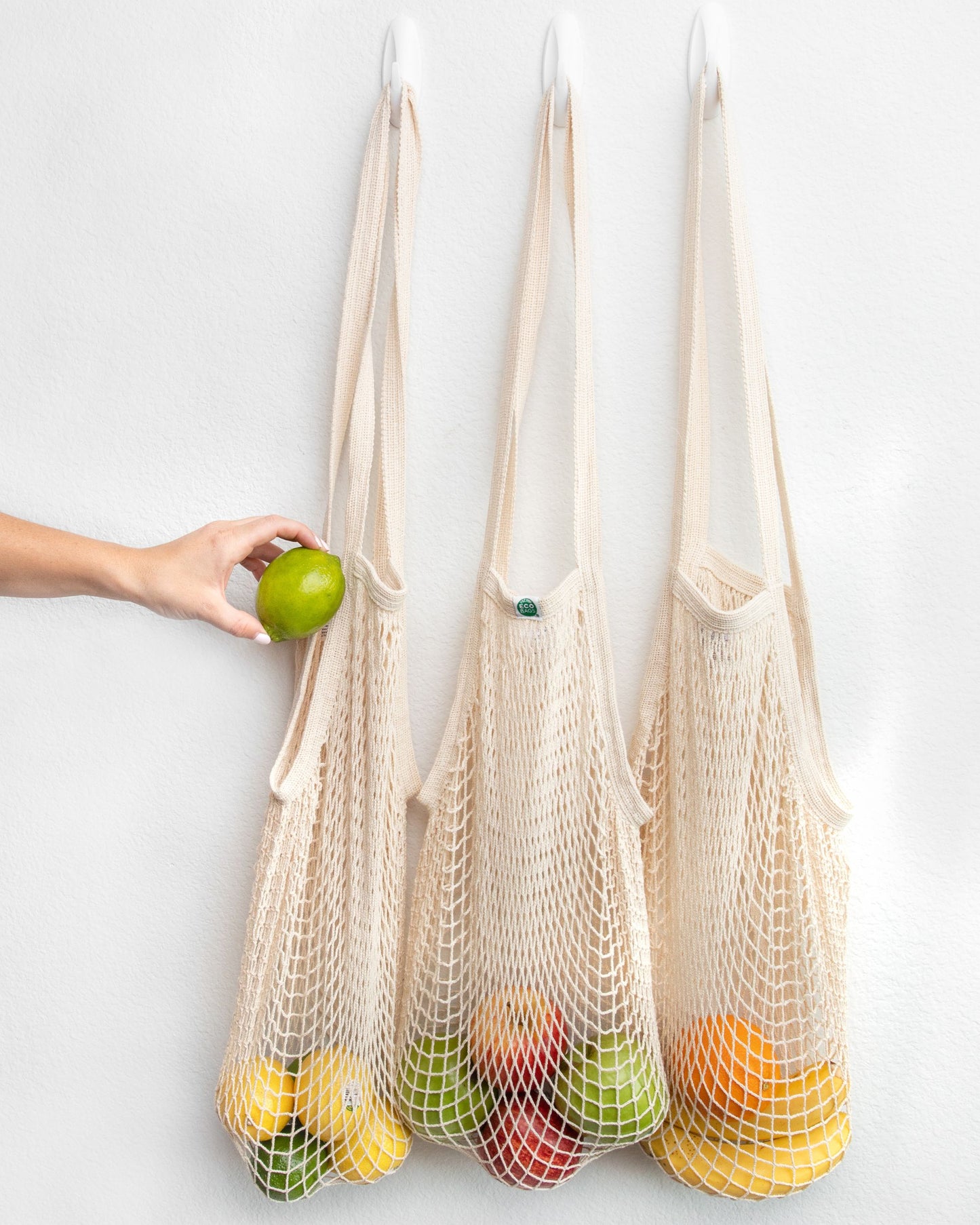 Natural Cotton String Bag - Long Handle.