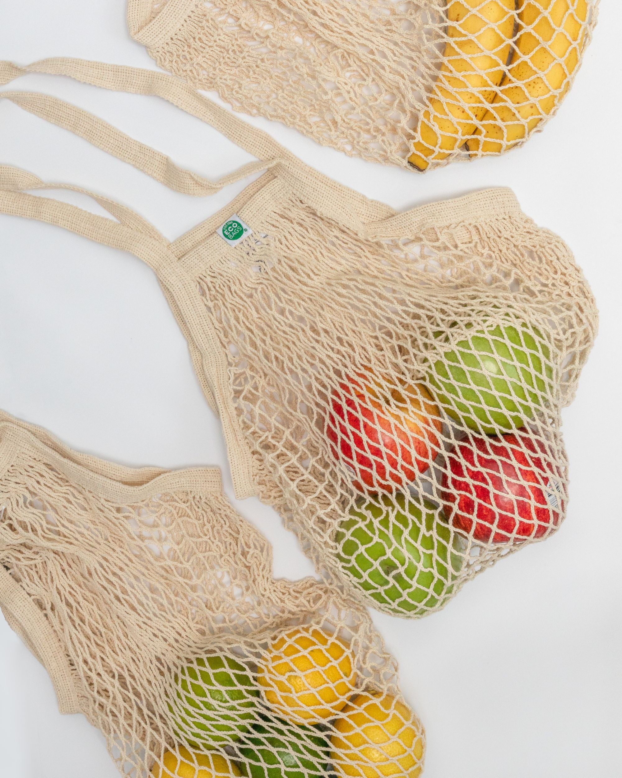 Natural Cotton String Bag - Long Handle.