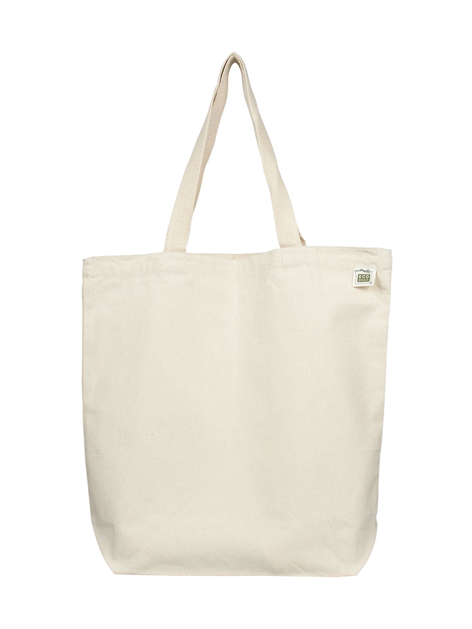 Natural colored midweight tote bag against white background
